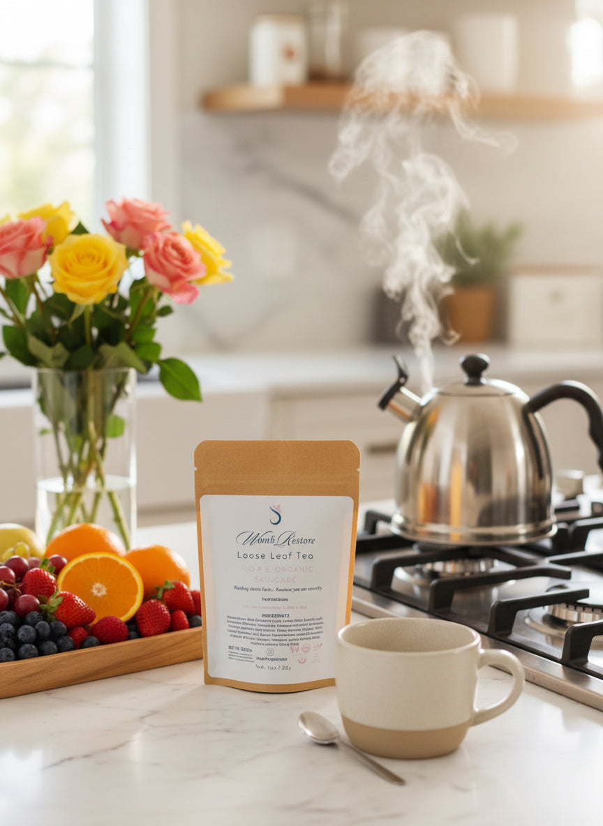 ✨ Womb Restore Herbal Tea- Red Raspberry · Nettles · Red Clover · Cramp Bark Cramps · Fertility · Hormone Balance · Womb Support